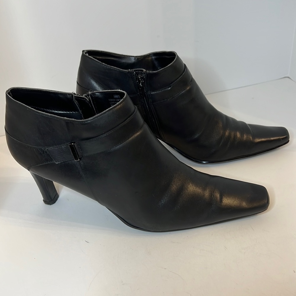 APOSTROPHE FONDA BLACK LEATHER SQUARE TOE ANKLE BOOT SZ 11 - Picture 1 of 16